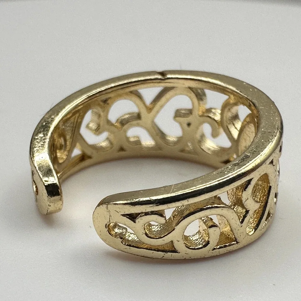 Vintage 90s Gold Tone Filigree Band‎ Ring Retro Women's Classic Fashion Jewelry